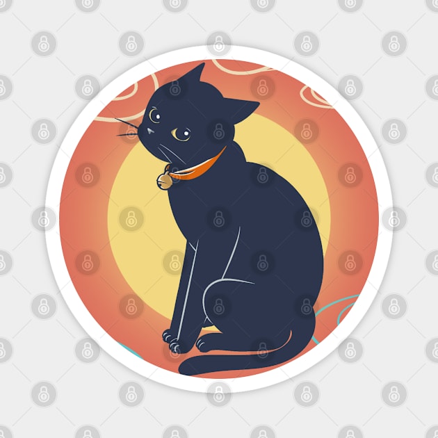 Black Cat on Vermilion Magnet by BATKEI